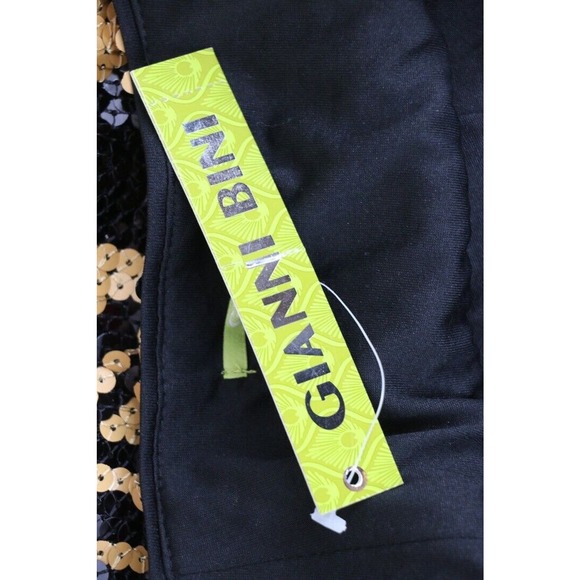 Gianni Bini Womens Mini Party Festive Skirt With Sequins Size Small Gold Black - Picture 6 of 6